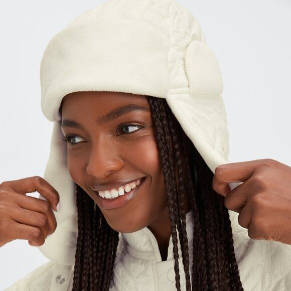 Fabletics Women's Quilted Aviator Hat in Egret White - Picture 2 of 12